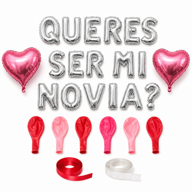 Kit decoración ¿Querés ser mi novia? armado en una habitación